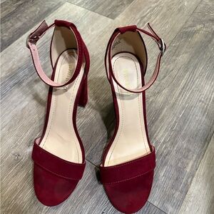 BAMBOO Women's Burgundy Ankle Strap Heels